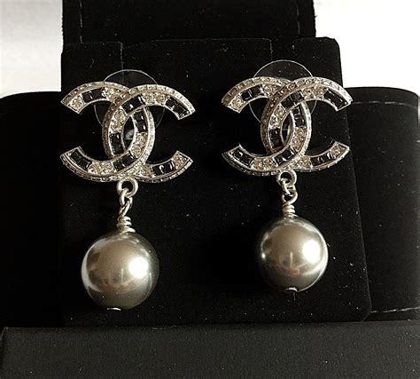 chanel pearl dangling earrings|silver Chanel clip on earrings.